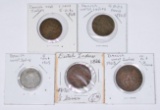 DANISH WEST INDIES & NETHERLAND INDIES - FIVE (5) COINS