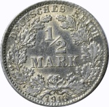 GERMANY - 1916-D SILVER HALF MARK