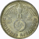 GERMANY - 1937-A SILVER FIVE REICHSMARK