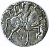 INDIA - BULL & HORSEMAN SILVER COIN - CA 800-1200 AD