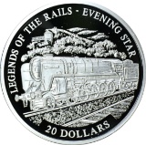 LIBERIA - 2001 $20 LEGENDS of the RAILS - EVENING STAR - .999 FINE, 20 GRAMS