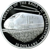 LIBERIA - 2001 $20 LEGENDS of the RAILS - IC EXPERIMENTAL - .999 FINE, 20 GRAMS
