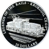 LIBERIA - 2001 $20 LEGENDS of the RAILS - KROKODIL CE 6/8 - .999 FINE, 20 GRAMS