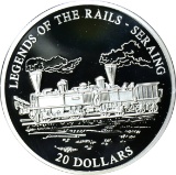 LIBERIA - 2001 $20 LEGENDS of the RAILS - SERAING - .999 FINE, 20 GRAMS