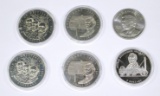 LIBERIA - (5) $5 COINS + (1) $10 COIN