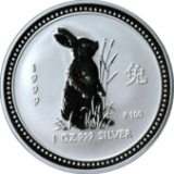 AUSTRALIA - 1999 YEAR OF THE RABBIT 1 OZ SILVER DOLLAR