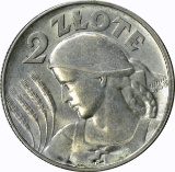 POLAND - SILVER 1925 TWO ZLOTE - DOT AFTER DATE