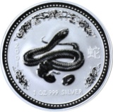 AUSTRALIA - 2001 YEAR OF THE SNAKE 1 OZ SILVER DOLLAR