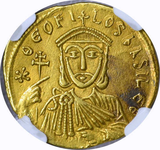 BYZANTINE - THEOPHILUS GOLD AV SOLIDUS - 829-842 AD - NGC CHOICE XF