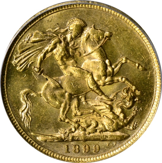 AUSTRALIA - 1899-M GOLD SOVEREIGN - ANACS AU58