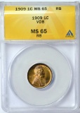 1909 VDB LINCOLN CENT - ANACS MS65 RB