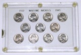 SET of UNCIRCULATED WAR NICKELS in HOLDER - 11 COINS