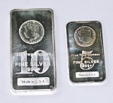 FIVE (5) and TEN (10) TROY OUNCE SILVER BARS - 15 TROY OZ TOTAL