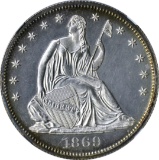 1869 SEATED HALF - NGC PROOF 62