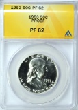 1953 PROOF FRANKLIN HALF - ANACS PF62