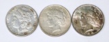 THREE (3) SILVER DOLLARS - 1879, 1922, 1923