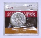 1938-D TEXAS COMMEMORATIVE HALF in ORIGINAL 1988 AUCTION FLIP