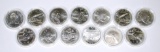 13 MODERN COMMEMORATIVE UNCIRCULATED SILVER DOLLARS