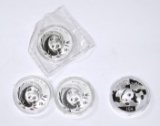 CHINA - FOUR (4) SILVER PANDAS - (3) 2003 + (1) 2008