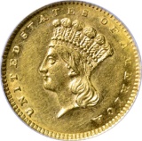 1860-S $1 GOLD PIECE - ANACS AU58 DETAILS - LOW MINTAGE