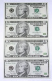 UNCUT SHEET of FOUR (4) 2003 $10 STAR NOTES