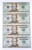 UNCUT SHEET of FOUR (4) 2004-A $20 STAR NOTES