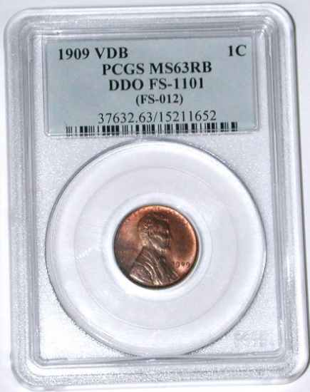 1909 VDB LINCOLN CENT - PCGS MS63RB - DOUBLED DIE OBVERSE - FS1101 (FS-012)