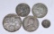 FIVE (5) WORLD SILVER COINS - GREECE, INDIA, BRITAIN, AUSTRALIA - 1.76 ASW