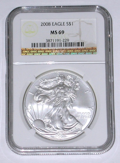 2008 SILVER EAGLE - NGC MS69