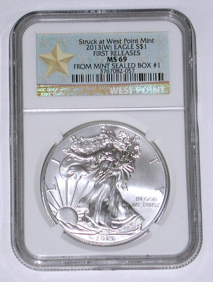 2013 (W) SILVER EAGLE - NGC MS69 - STRUCK AT WEST POINT frrom SEALED BOX #1