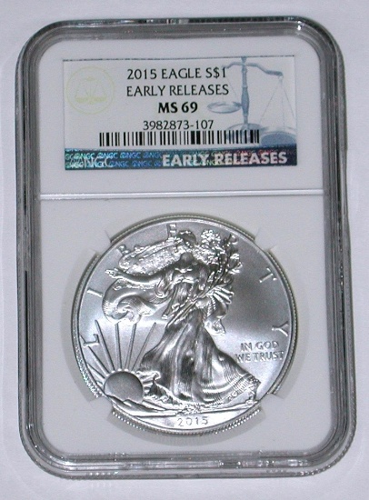 2015 SILVER EAGLE - NGC MS69 - EARLY RELEASES