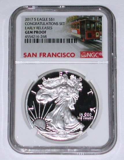 2017-S CONGRATULATIONS SET SILVER EAGLE - NGC GEM PROOF - EARLY RELEASES