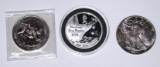 THREE (3) 1 OZ SILVER COINS - 1987 EAGLE, 2013 CANADA, BOSTON TEA PARTY