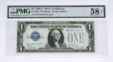 1928A FUNNYBACK $1 SILVER CERTIFICATE - PMG CHOICE AU 58 EPQ