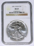 1991 SILVER EAGLE - NGC MS69