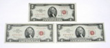 THREE (3) RED SEAL $2 NOTES - 1953-A + (2) 1963