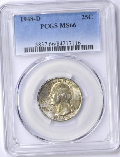 1948-D WASHINGTON QUARTER - PCGS MS66 - TONED