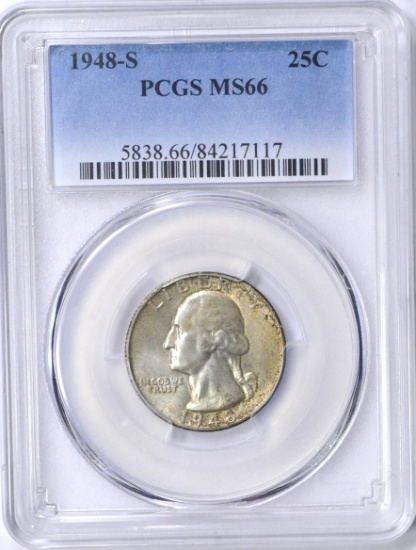 1948-S WASHINGTON QUARTER - PCGS MS66 - TONED