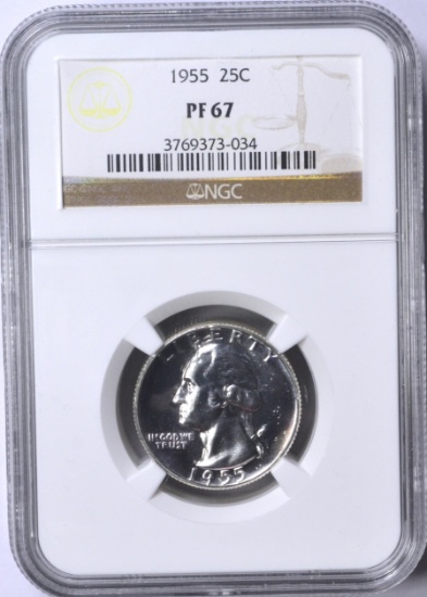 1955 WASHINGTON QUARTER - NGC PF67