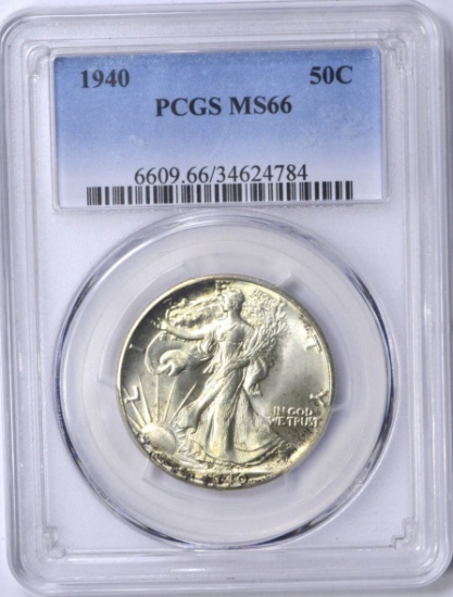 1940 WALKING LIBERTY HALF - PCGS MS66