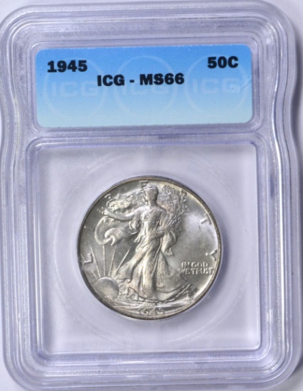 1945 WALKING LIBERTY HALF - ICG MS66