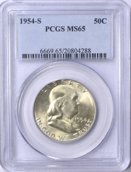 1954-S FRANKLIN HALF - PCGS MS65