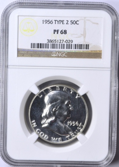 1956 TYPE 2 FRANKLIN HALF - NGC PF68