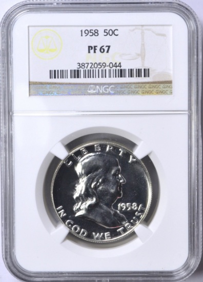 1958 FRANKLIN HALF - NGC PF67