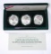 1994 U.S. VETERANS COMMEMORATIVE SILVER DOLLAR THREE-COIN SET in BOX