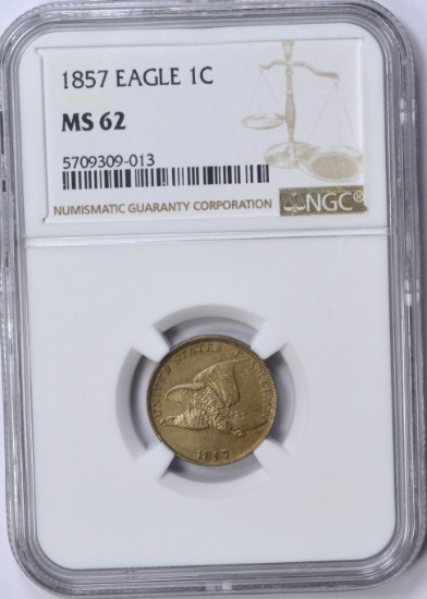 1857 FLYING EAGLE CENT - NGC MS62