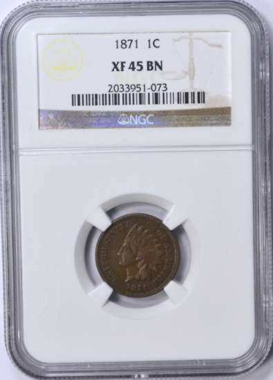 1871 INDIAN CENT - NGC XF45