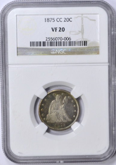 1875-CC TWENTY CENT PIECE - NGC VF20