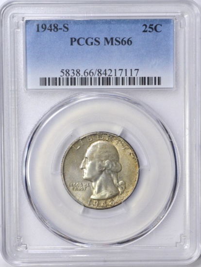 1948-S WASHINGTON QUARTER - PCGS MS66 - TONED