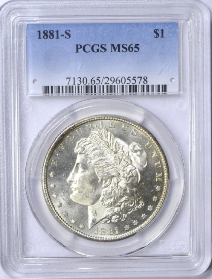 1881-S MORGAN DOLLAR - PCGS MS65